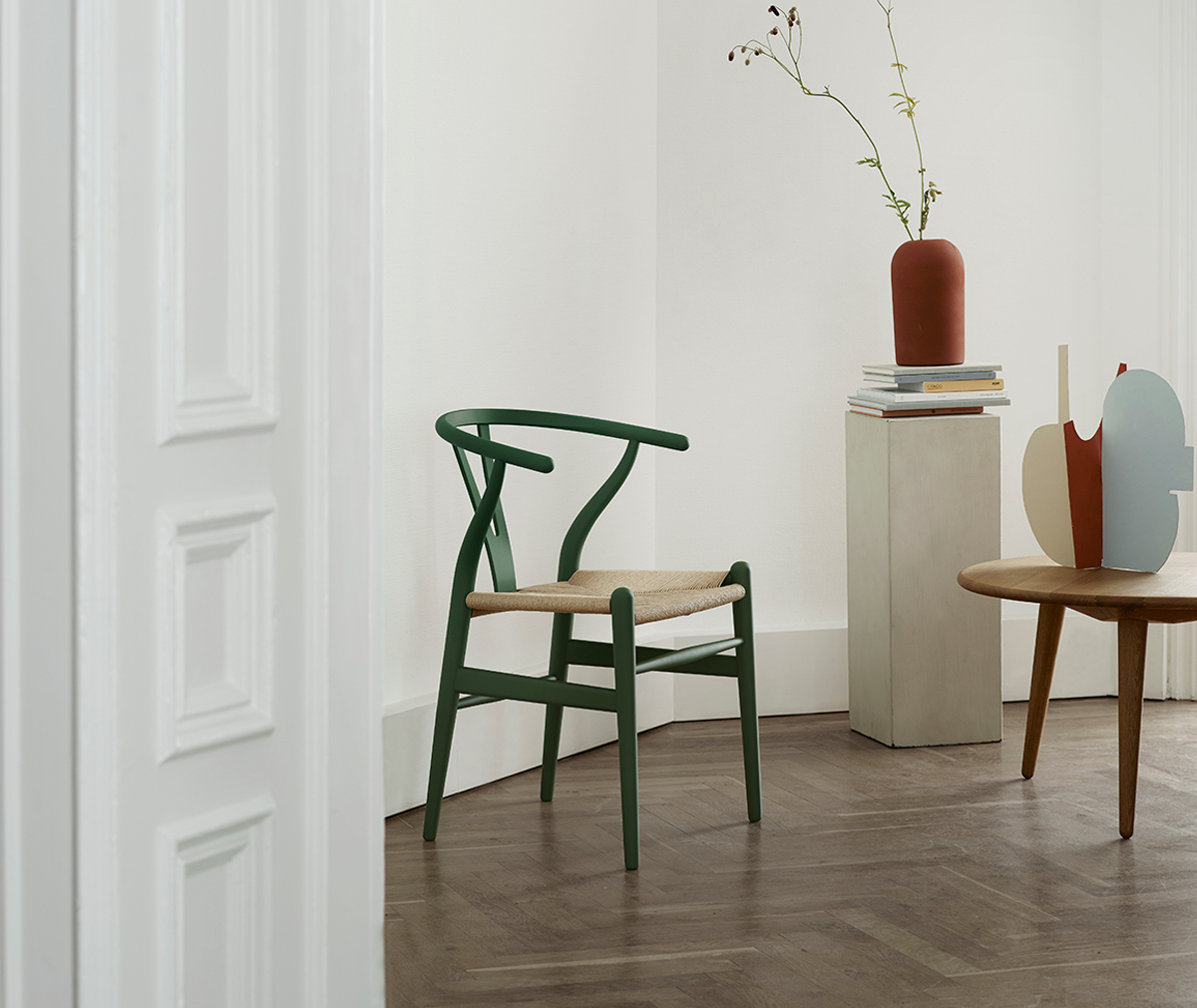 Green wishbone chair store