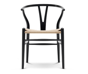 CH24 Wishbone Chair, Black Ash, Natural-Coloured Seat