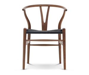 CH24 Wishbone Chair, Oiled Walnut, Black Seat