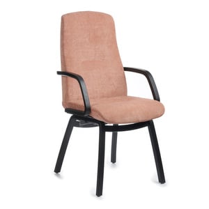 Freetime Chair with Armrests, Velvety Fabric Peach / Black
