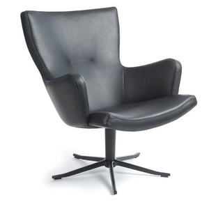 Gyro Armchair with Armrests, Sauvage Leather Black
