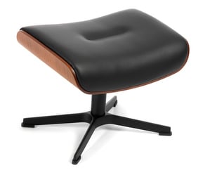 Timeout Footstool, Fantasy Leather Black / Walnut