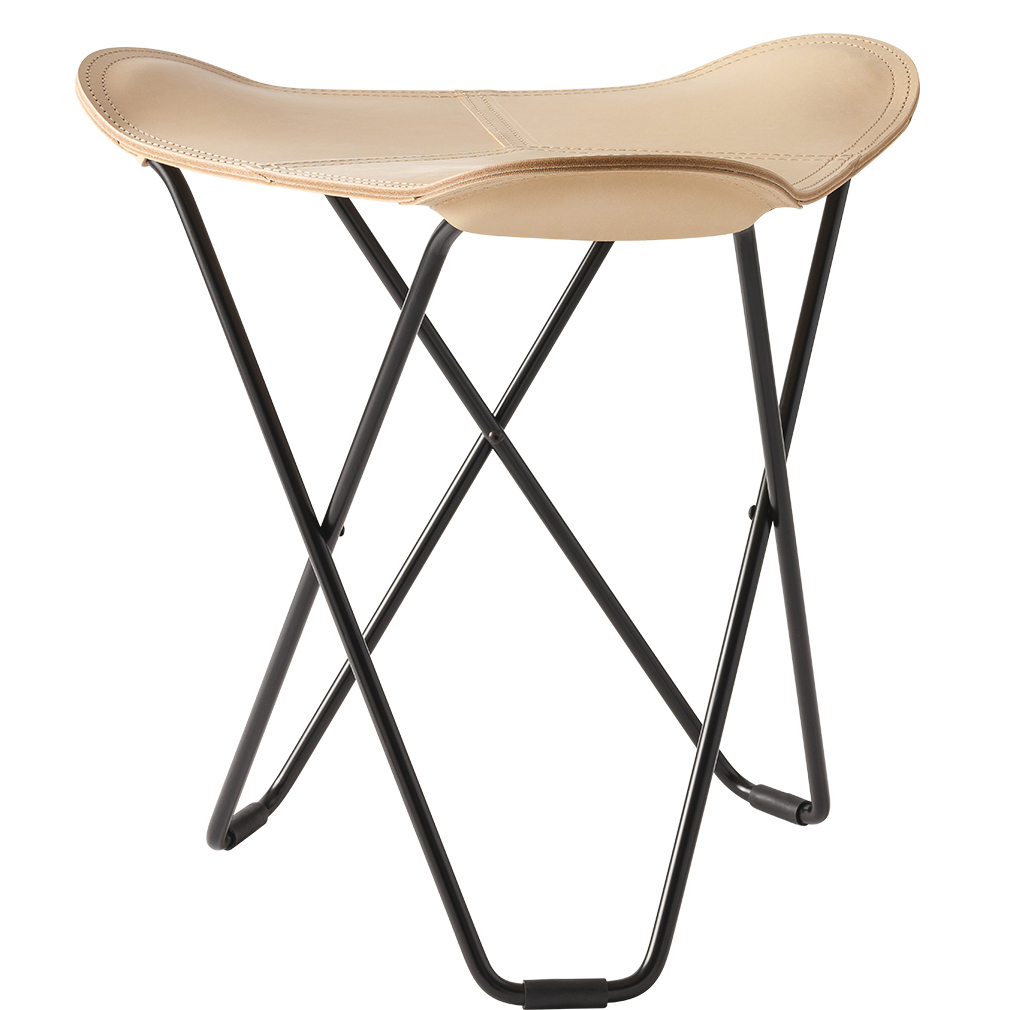 Cuero Design Flying Goose Stool Pampa Leather Beige/Black
