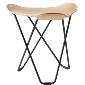 Flying Goose Stool, Pampa Leather Beige/Black