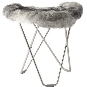 Flying Goose Stool, Iceland Wool Grey/Chrome