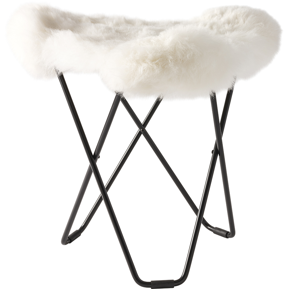 Cuero Design Flying Goose Stool, Iceland Wool White/Black