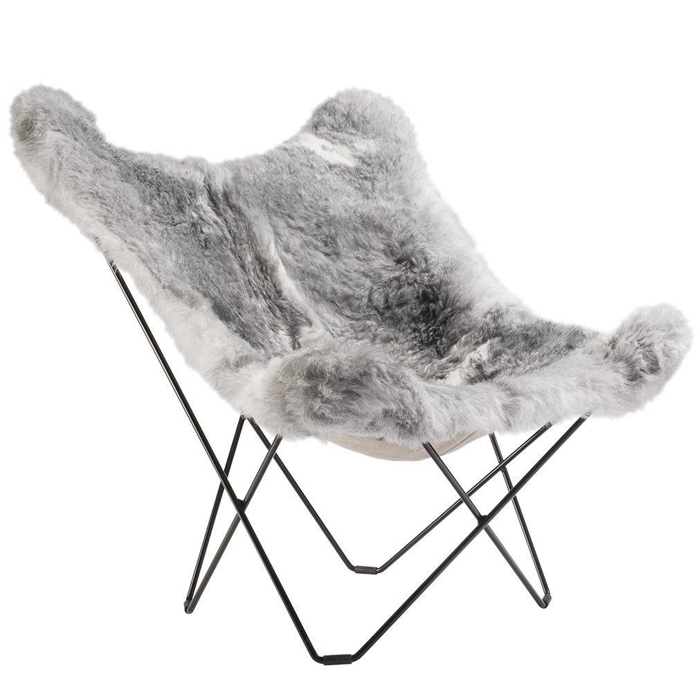 Cuero Design Mariposa Butterfly Chair Iceland Wool Grey Black