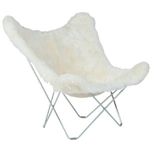 Mariposa Butterfly Chair, Iceland Wool White/Chrome