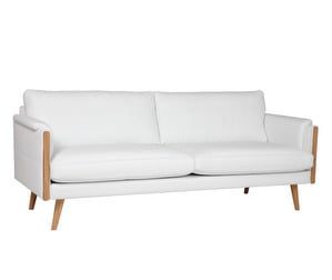 Limone-sohva, valkoinen nahka/tammi, L 203 cm