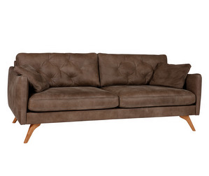 Lyon Sofa, Tribe Leather 42 Brown, W 203 cm