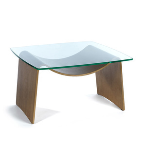 Shape-sohvapöytä, lasi/tammi, 80 x 80 cm
