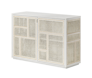 Air Low Sideboard, White/Rattan, 120 x 81 cm