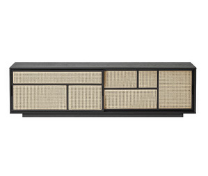 Air Low Sideboard, Black/Rattan