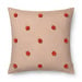 Dot tuftattu tyyny, camel/punainen, 50 x 50 cm