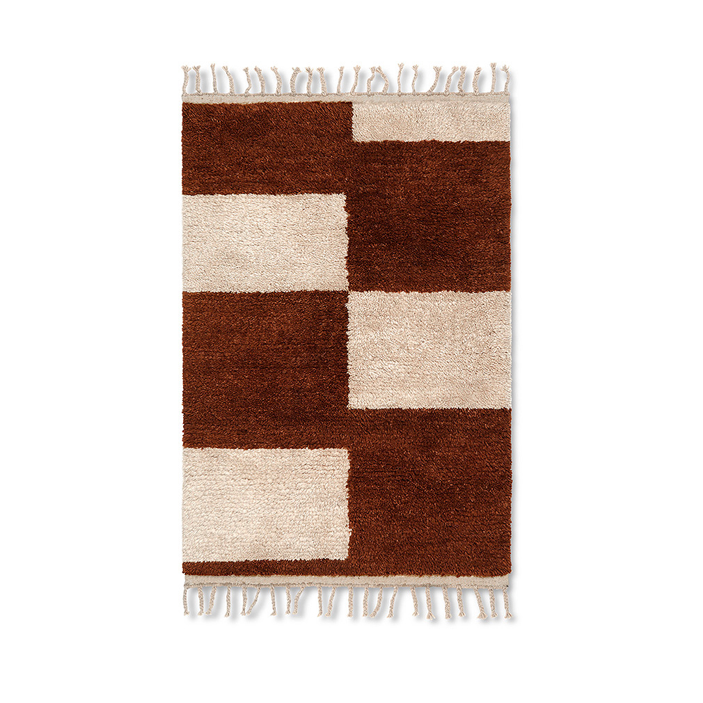 Ferm Living Mara-matto tiilenpunainen/luonnonvalkoinen, 80 x 120 cm