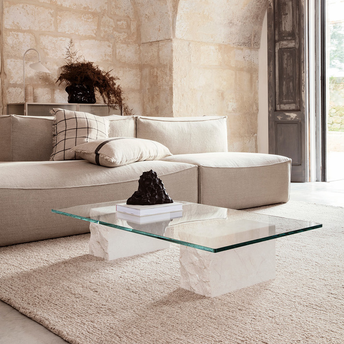 Ferm Living Mineral-sohvapöytä Bianco Curia, 120 x 70 cm