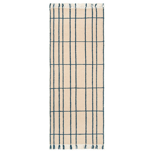Sen-matto, parchment / indigo, 80 x 200 cm