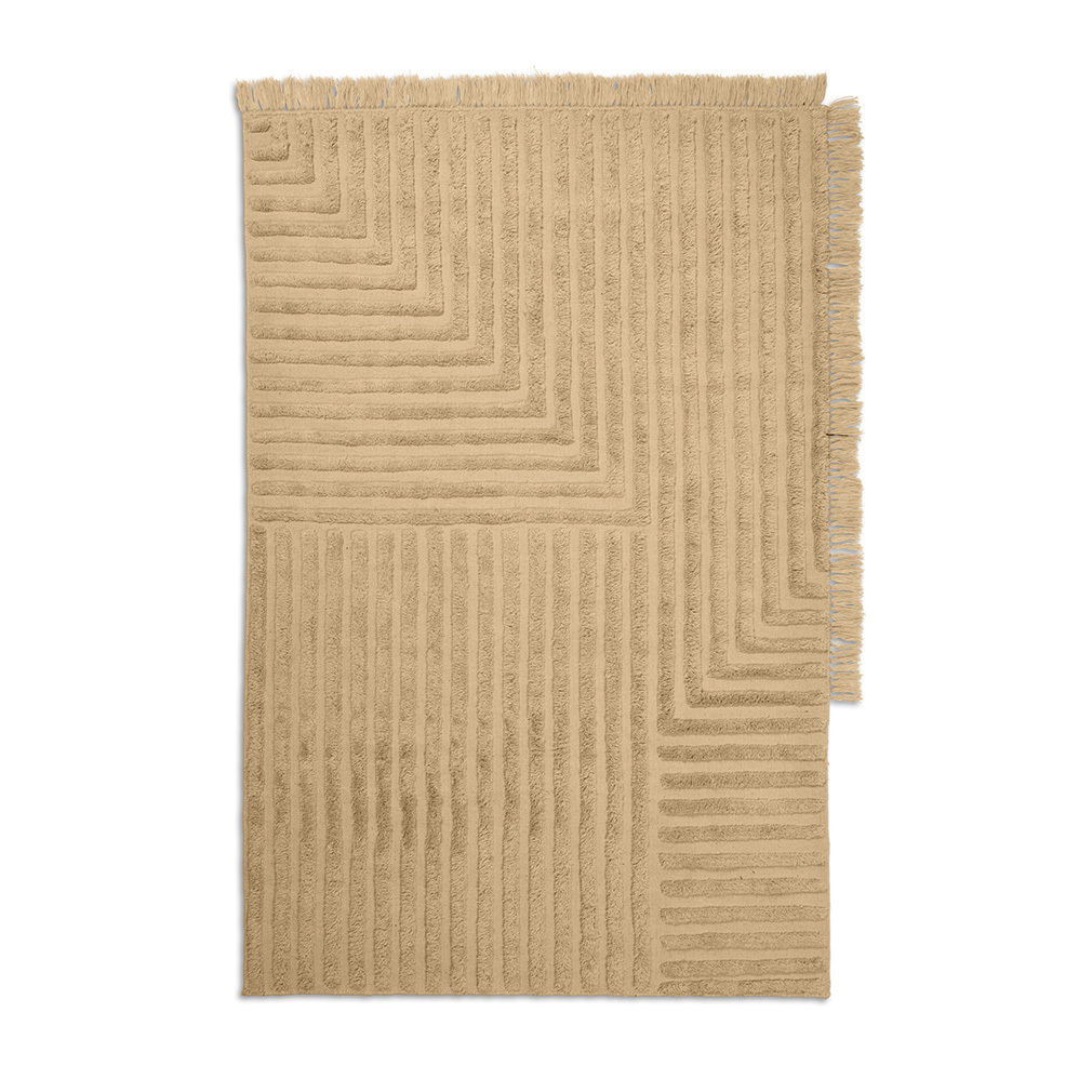 Ferm Living Crease-villamatto vaalea hiekka, 200 x 140 cm