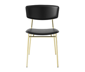 Fifties Chair, Black Leather/Brass