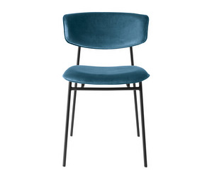 Fifties-tuoli, sininen sametti/mattamusta