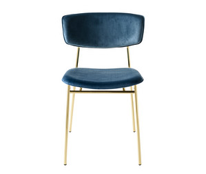 Fifties Chair, Blue Velvet/Brass