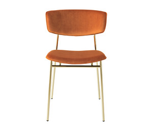 Fifties Chair, Red Velvet/Brass