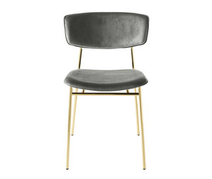Fifties Chair, Grey Velvet/Brass