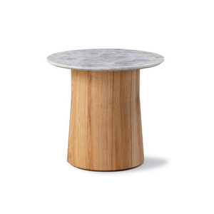 Niveau-sohvapöytä, harmaa marmori/öljytty saarni, Ø 45 cm Niveau-sohvapöytä, harmaa marmori/öljytty saarni, Ø 45 cm