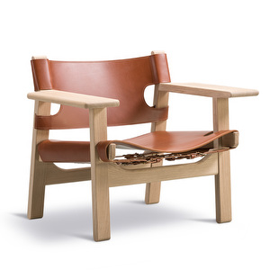 The Spanish Chair -nojatuoli, konjakinruskea nahka/saippuoitu tammi