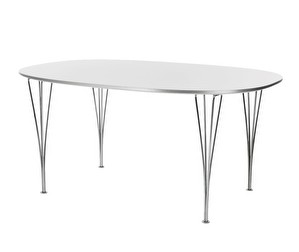 Superellipsi B612 -ruokapöytä, valkoinen/kromi, 100 x 150 cm