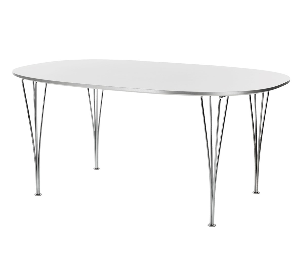 Fritz Hansen Dining Table B616, “Superellipse” White/Chrome, 100 x 170 cm
