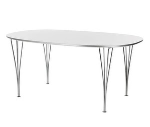 Superellipsi B616 -ruokapöytä, valkoinen/kromi, 100 x 170 cm