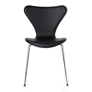 Chair 3107, “Series 7”, Black/Black Leather, Coloured Ash