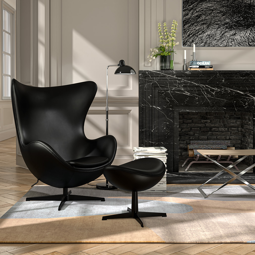 Fritz Hansen Egg Chair, Essential Leather Black | Vepsäläinen