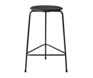 Dot Bar Stool, Black Leather, H 65 cm