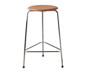 Dot Bar Stool, Brown Leather, H 65 cm