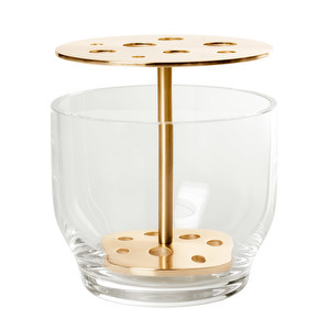 Ikebana Vase, Glass/Brass, ø 12 cm