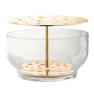 Ikebana Vase, Glass/Brass, ø 24 cm