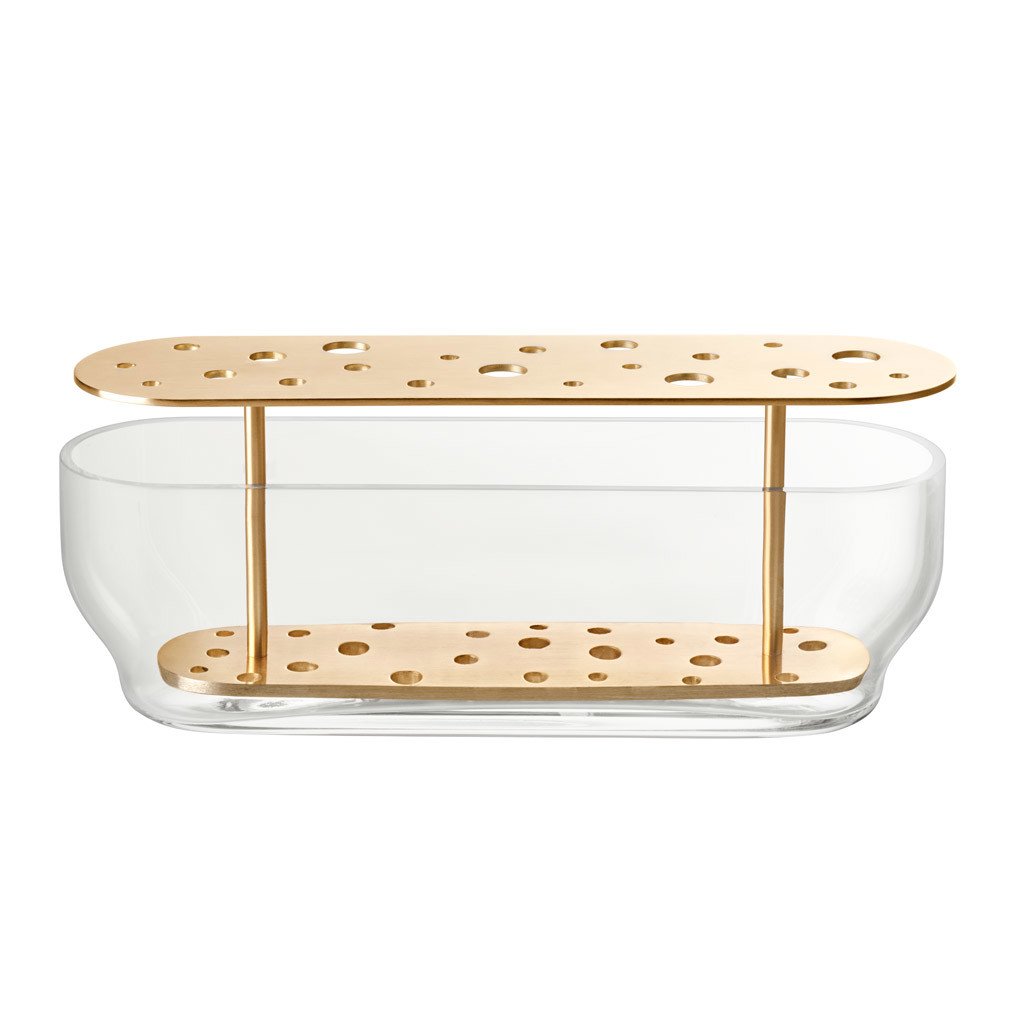 Fritz Hansen Ikebana-maljakko lasi/messinki, L 34 cm