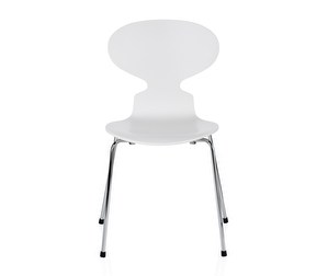 Muurahais-tuoli 3101, valkoinen/kromi, peittomaalattu