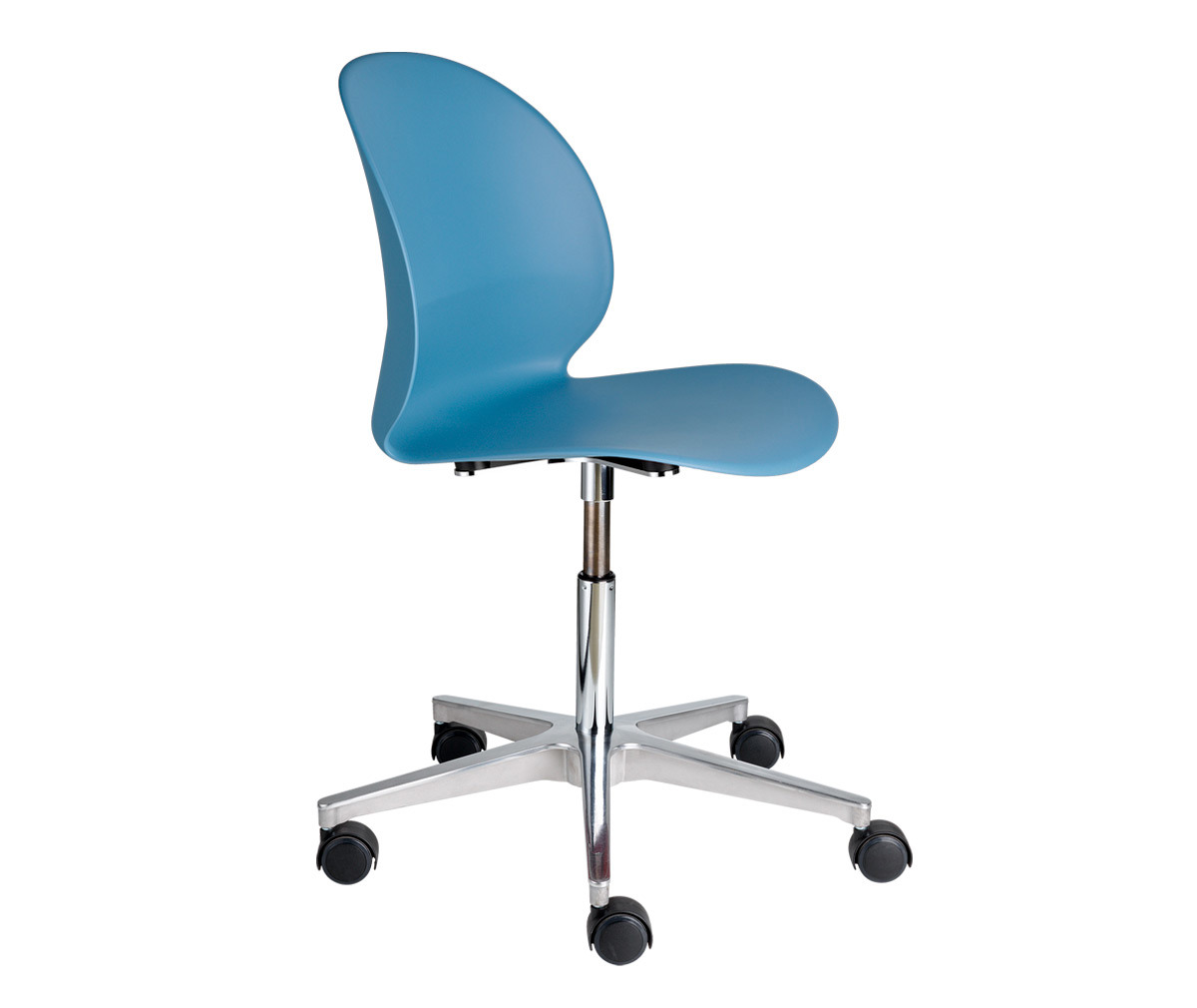 Fritz Hansen N02 Recycle Chair Light Blue, Castors