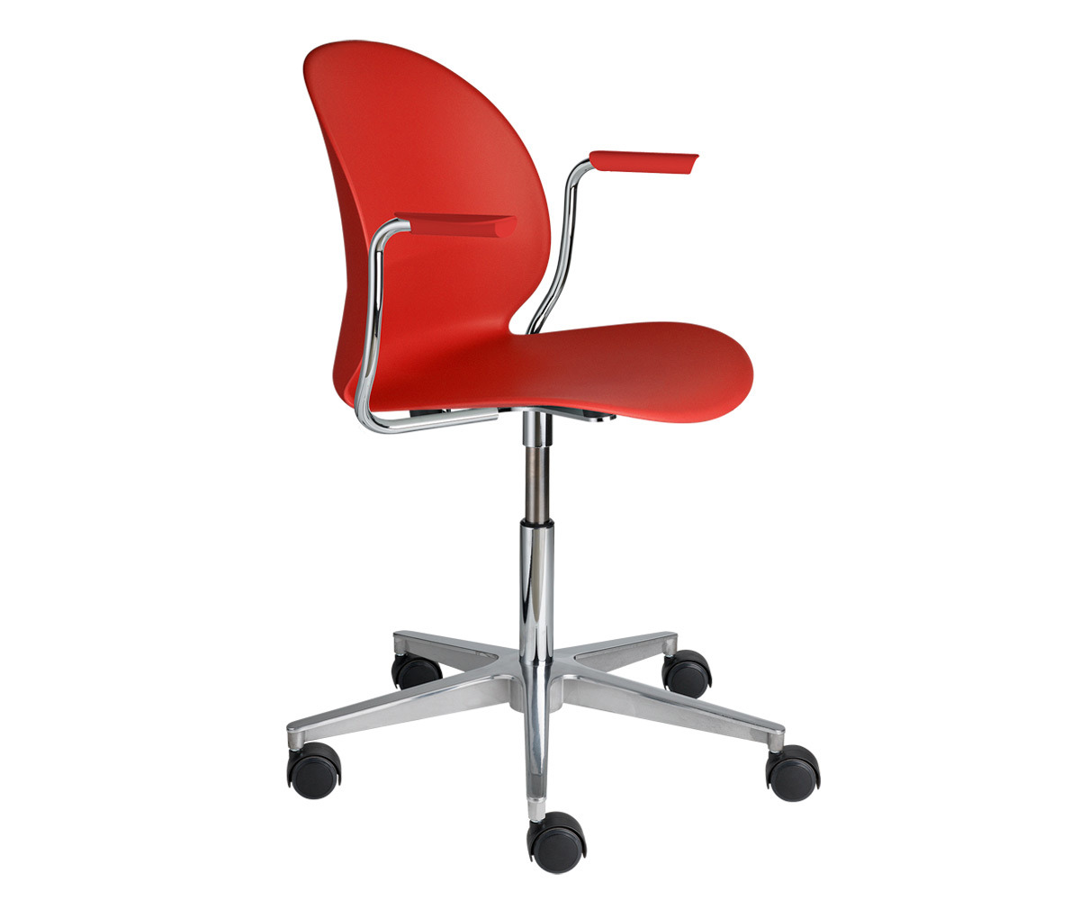 Fritz Hansen N02 Recycle -tuoli tummanpunainen, pyörät