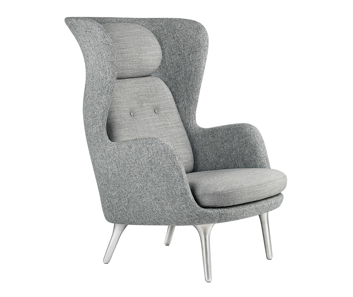 Fritz Hansen Ro Armchair Light Grey, Metal Legs