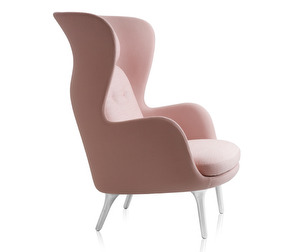 Ro Armchair, Light Red, Metal Legs