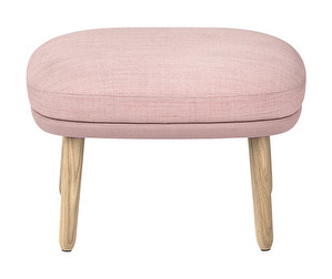 Ro Footstool, Light Red, Wood Legs