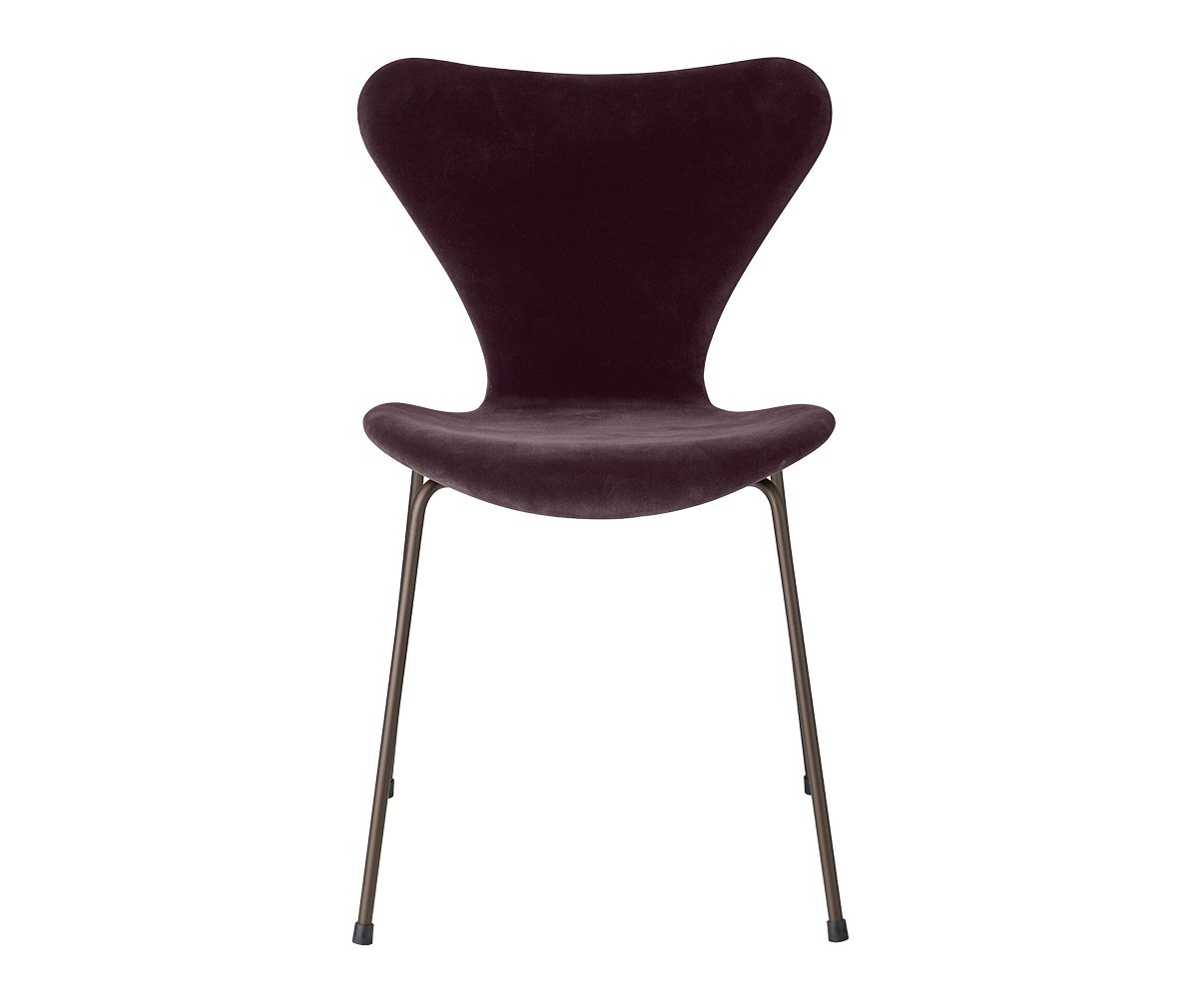Fritz Hansen Chair 3107, “Series 7” Dark Plum, Velvet Upholstery