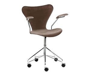 Office Chair 3217, “Series 7”, Grey Brown Velvet, Velvet Upholstery