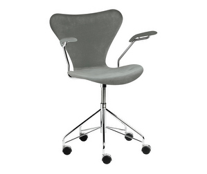 Office Chair 3217, “Series 7”, Seal Grey Velvet, Velvet Upholstery