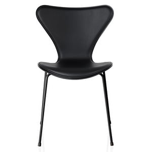 Seiska-tuoli 3107, musta/musta nahka, kuultomaalattu