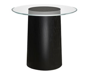 Stub Coffee Table, Black Ash Veneer/Glass, ø 49 cm